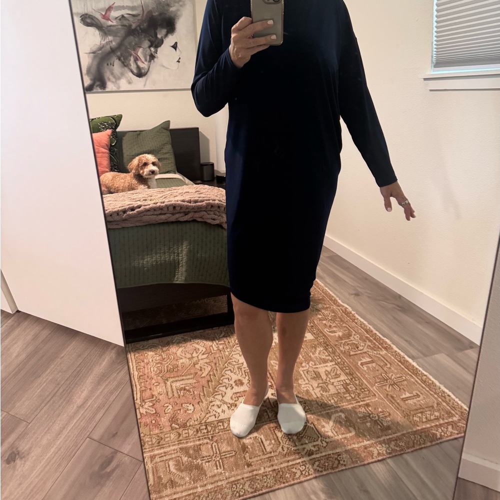 Chic Long Sleeve Navy Dress